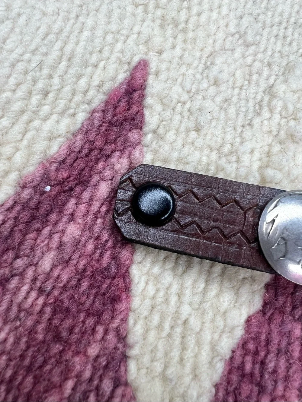 Buffalo Nickel Brown Tooled Leather Snap Bracelet Western Cuff